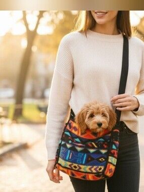 Marshall Pet Products Small Pet Adjustable Crossbody Sling Aztec Fleece Bag New